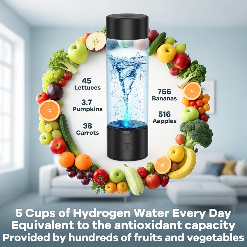 IJEUH Hydrogen Water Bottle Generator, Portable SPE PEM Hydrogen Water Ionizer Machine, Rechargeable Hydrogen Water Maker for Home Office Travel Fitness Travel Home Office - Image 4